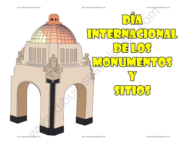 Día Internacional de los Monumentos y Sitios dibujo a color y para colorear